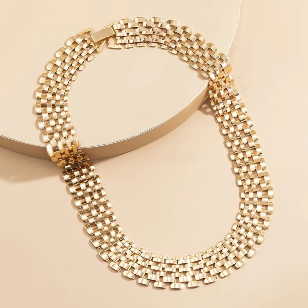 New Chunky Thick Chain gold Color Necklace - Picture 3 of 4